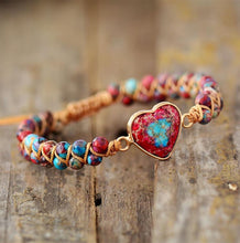 Load image into Gallery viewer, Jasper Heart Shaped bracelet side display
