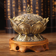 Load image into Gallery viewer, Buddhist Lotus Flower Zinc-copper Alloy Incense burner
