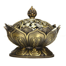 Load image into Gallery viewer, Buddhist Lotus Flower Zinc-copper Alloy Incense burner
