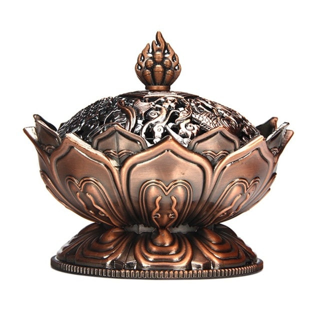 Buddhist Lotus Flower Zinc-copper Alloy Incense burner