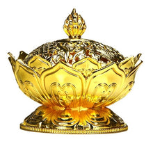 Load image into Gallery viewer, Buddhist Lotus Flower Zinc-copper Alloy Incense burner
