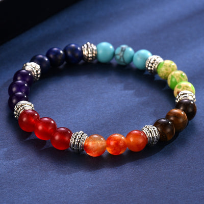 All Natural Stone Beads 7 Chakra Unisex Bracelet