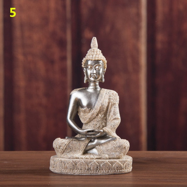 Fengshui Miniature Sandstone Buddha Meditation Statue