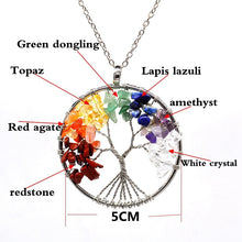 Load image into Gallery viewer, 7 Chakra Quartz Natural Stones Tree of Life Pendant Necklace for Women
