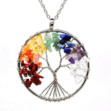 Load image into Gallery viewer, 7 Chakra Quartz Natural Stones Tree of Life Pendant Necklace for Women
