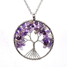 Load image into Gallery viewer, Amethyst Natural Stone Tree of Life Pendant Necklace for Women / Reiki Jewelry
