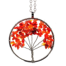 Load image into Gallery viewer, Red Agate Natural Stone Tree of Life Pendant Necklace for Women
