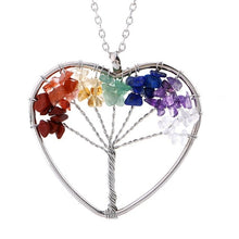 Load image into Gallery viewer, 7 Chakra Quartz Natural Stones Tree of Life Pendant Necklace for Women
