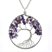 Load image into Gallery viewer, Amethyst Natural Stone Tree of Life Pendant Necklace for Women / Reiki Jewelry
