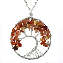 Load image into Gallery viewer, Red Agate Natural Stone Tree of Life Pendant Necklace for Women
