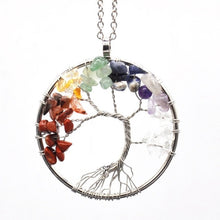 Load image into Gallery viewer, 7 Chakra Quartz Natural Stones Tree of Life Pendant Necklace for Women
