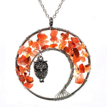 Load image into Gallery viewer, Red Agate Natural Stone Tree of Life Pendant Necklace for Women
