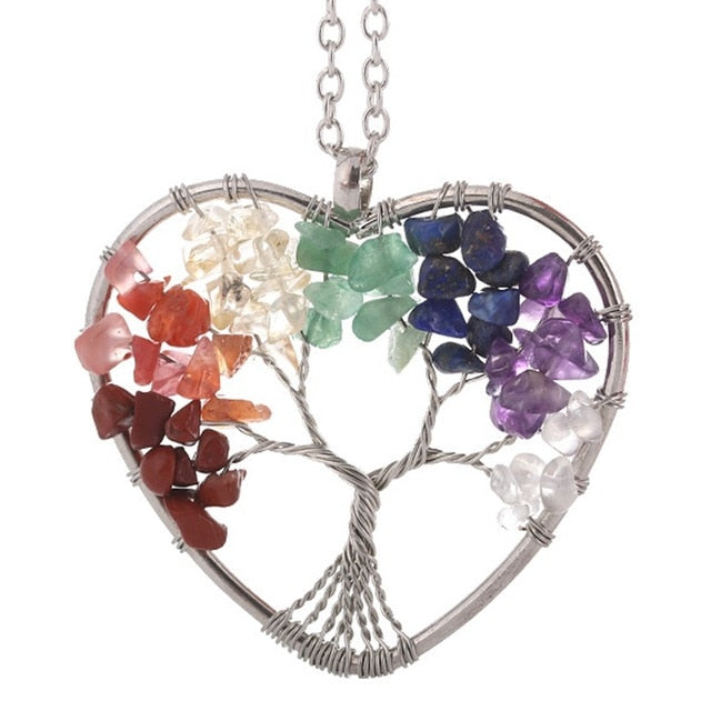 Natural Stone Tree of Life Pendant Necklace for Women