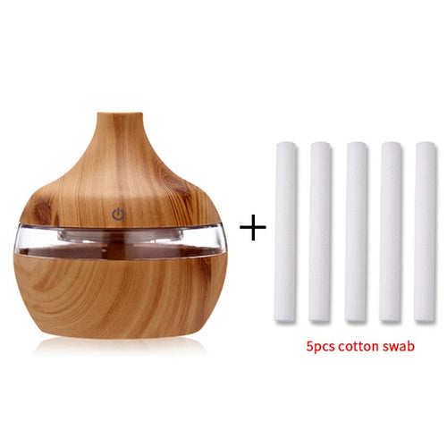 Light Woodgrain Electric Humidifier with 5 pieces of cotton swab