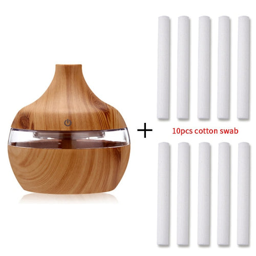 Light Woodgrain Electric Humidifier with 10 pieces of cotton swab