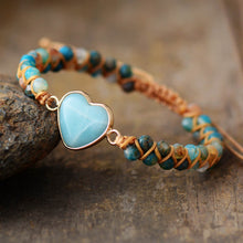 Load image into Gallery viewer, Classic Heart Shaped Amazonite String Braided Womens Charm Bracelets
