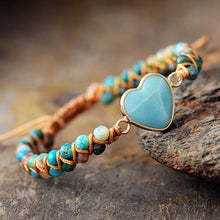 Load image into Gallery viewer, Classic Heart Shaped Amazonite String Braided Womens Charm Bracelets
