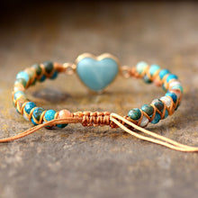 Load image into Gallery viewer, Classic Heart Shaped Amazonite String Braided Womens Charm Bracelets
