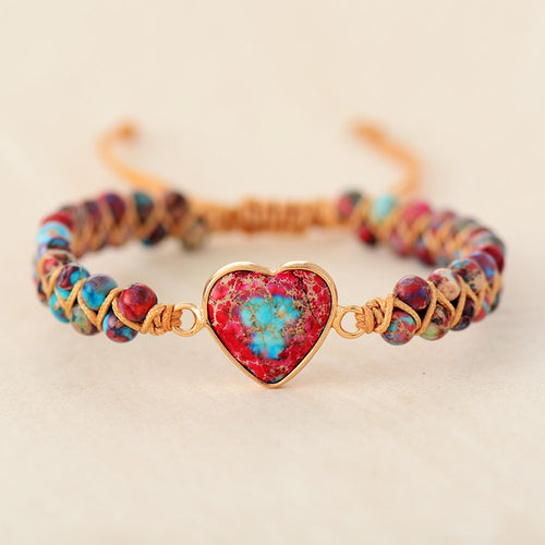 Jasper Heart Shaped Charm bracelet