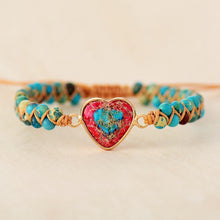 Load image into Gallery viewer, Blue Jasper Heart Shaped bracelet front display
