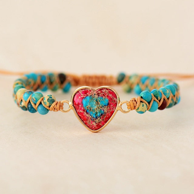 Blue Jasper Heart Shaped bracelet front display