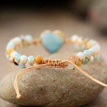 Load image into Gallery viewer, Classic Heart Shaped Amazonite String Braided Womens Charm Bracelets
