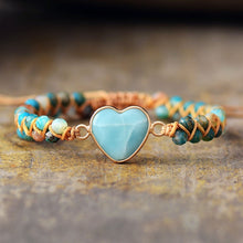 Load image into Gallery viewer, Classic Heart Shaped Amazonite String Braided Womens Charm Bracelets
