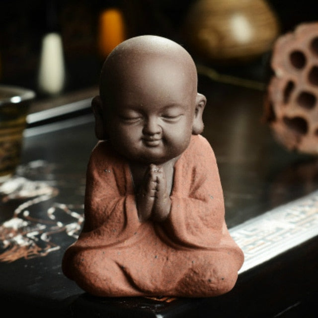 Namaste Little Buddha Clay Pottery Statue